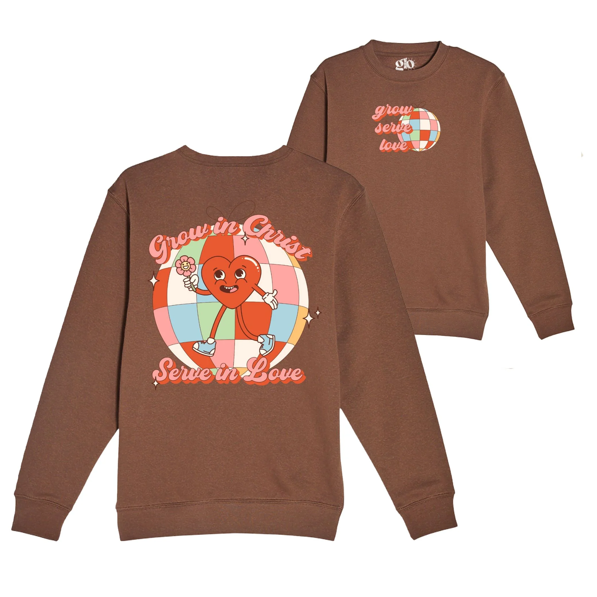 Grow Serve Love Crewneck Sweatshirt - Brown