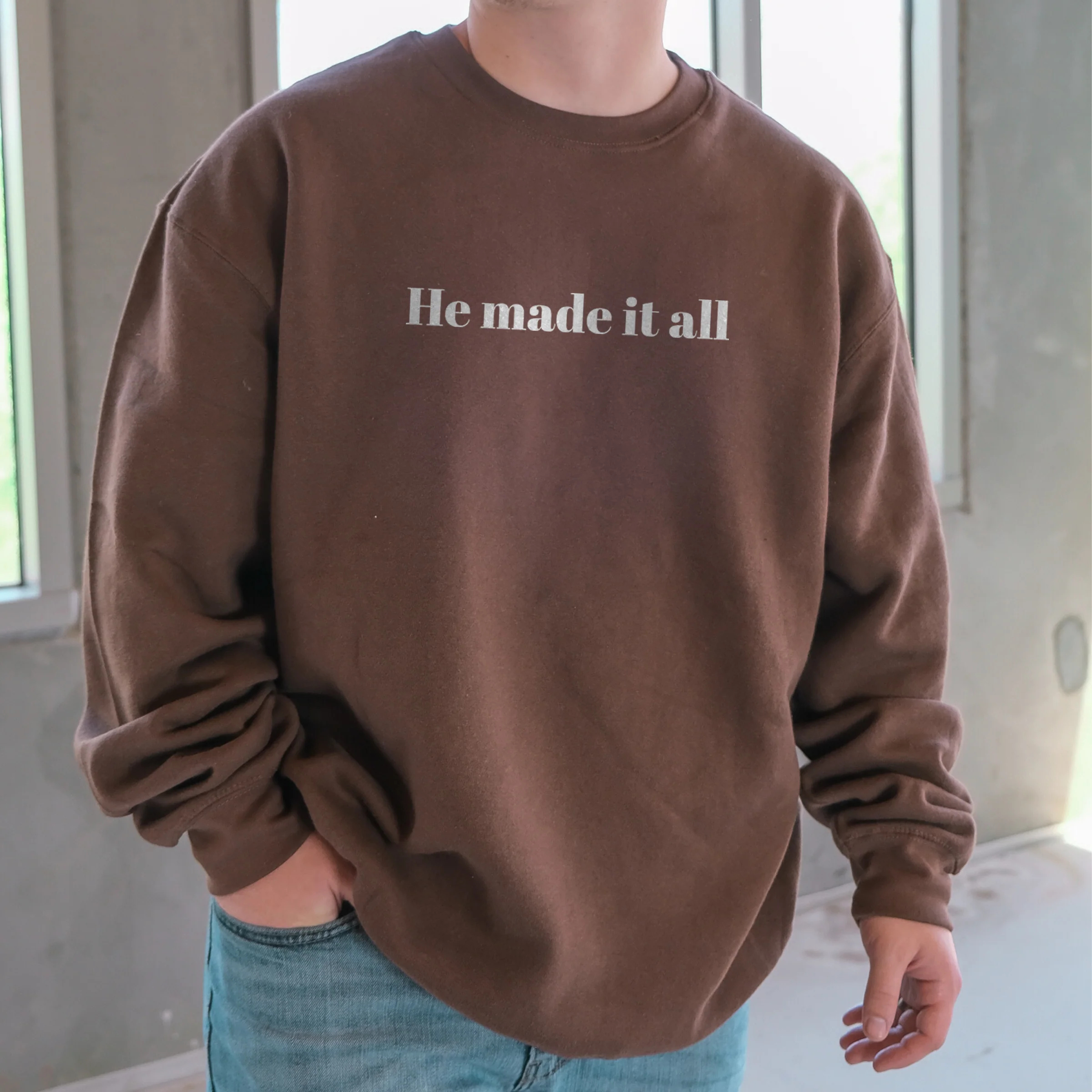 He Made It All Crewneck Sweatshirt - Image 3