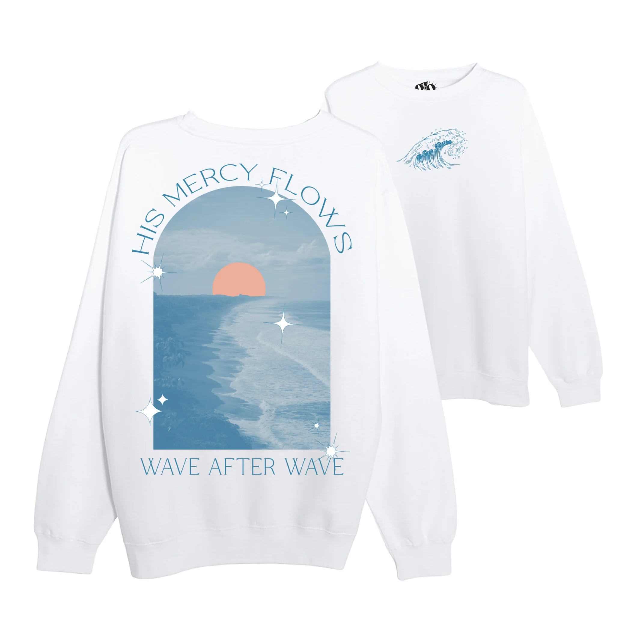 His Mercy Flows Wave After Wave Creneck Sweatshirt