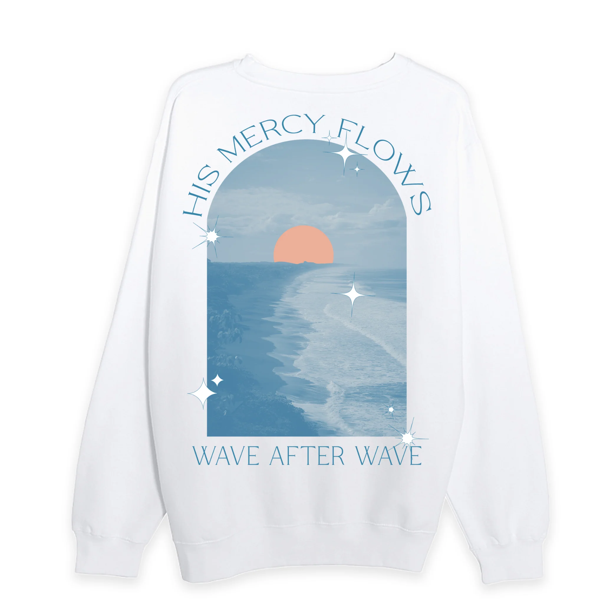 His Mercy Flows Wave After Wave Creneck Sweatshirt - Image 4