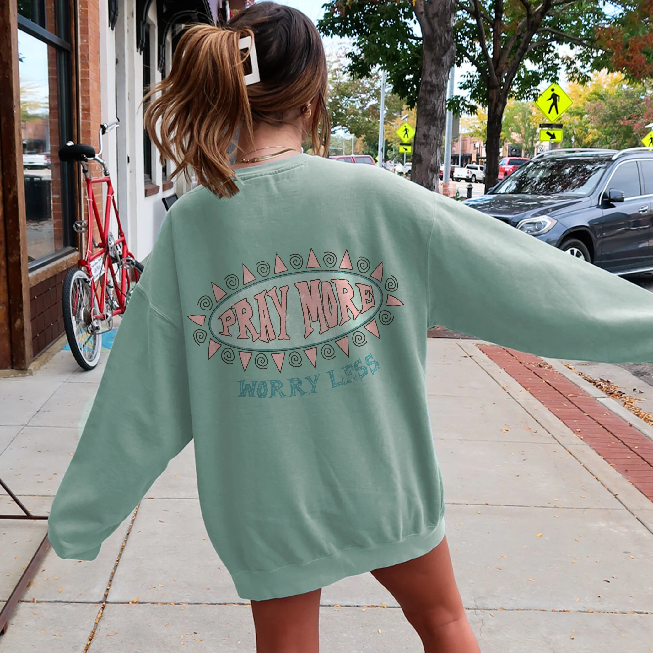 Pray More Worry Less Crewneck Sweatshirt