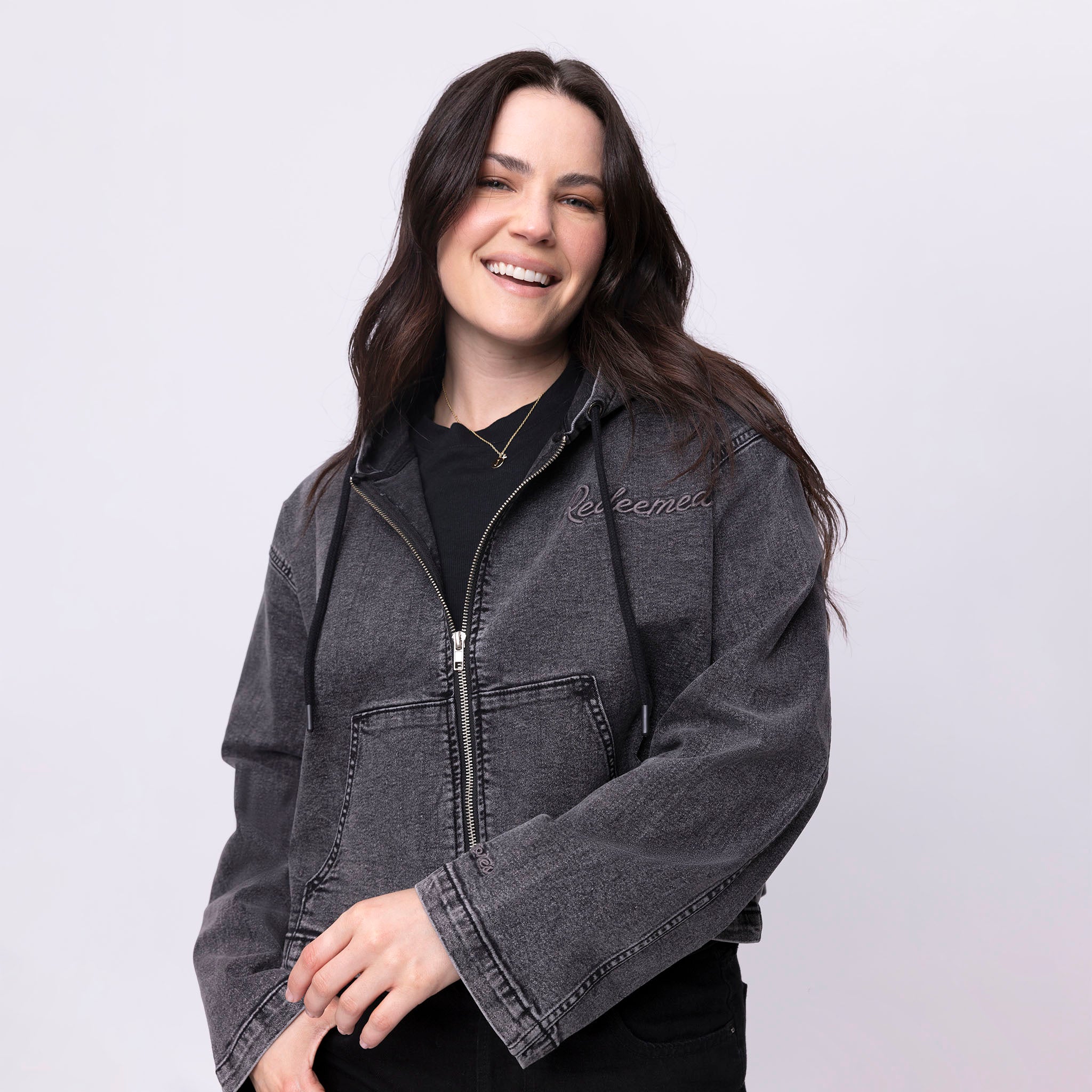Vintage Washed Redeemed Denim Hoodie - Image 4